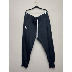 Womens Under Armour Rival Joggers Plus Size 1X Black Drawstring Cuffed Black